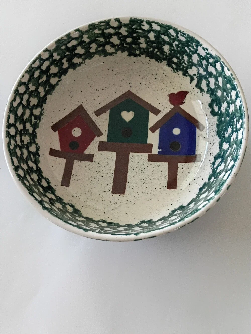 Vintage Stoneware Sponge Serving Bowl.